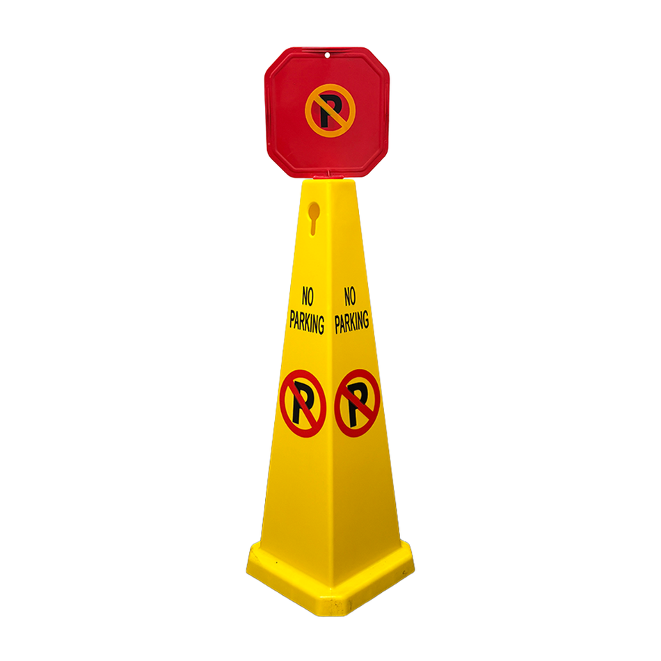 No Parking 4-Sided Floor Sign Cone 3'