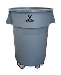 Lavex 20 Gallon Green Round Commercial Trash Can with Lid and Dolly