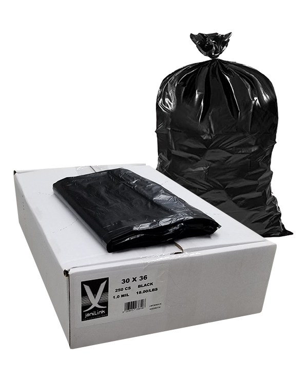 Commander 20-30 Gallon 0.59 MIL Black Garbage Bags - 30 x 36 - Pack of  250 - For Contractor, Janitorial, & Industrial